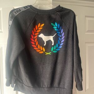 PINK Victoria's Secret Gray Sweatshirt with Rainbow Logo
